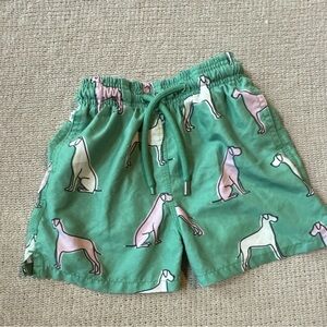 Kids Breazies Green Dog Print Swim Shorts 5/6